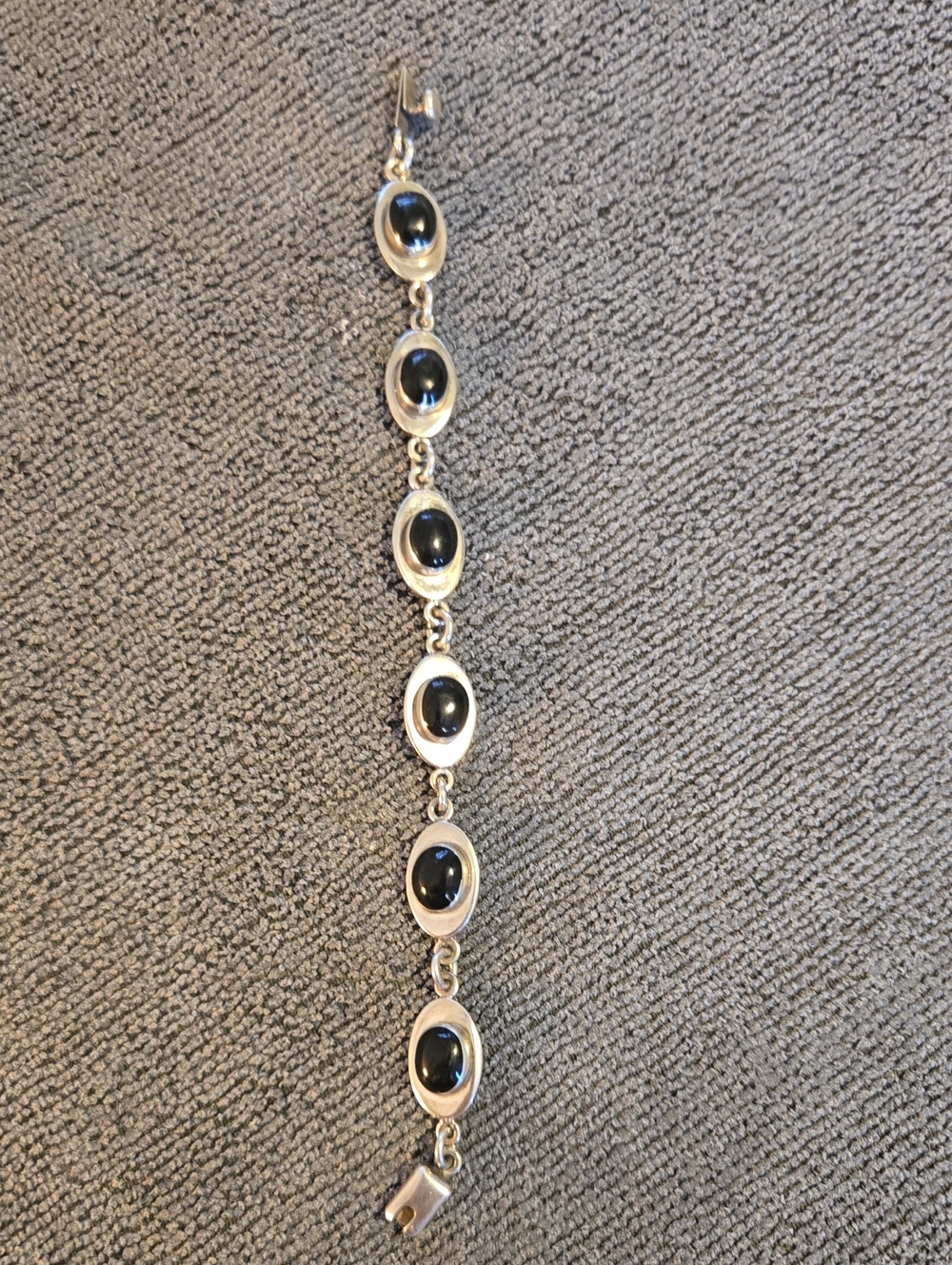Taxco Sterling Silver Black Onyx Link Bracelet - Elegant Women's Jewelry